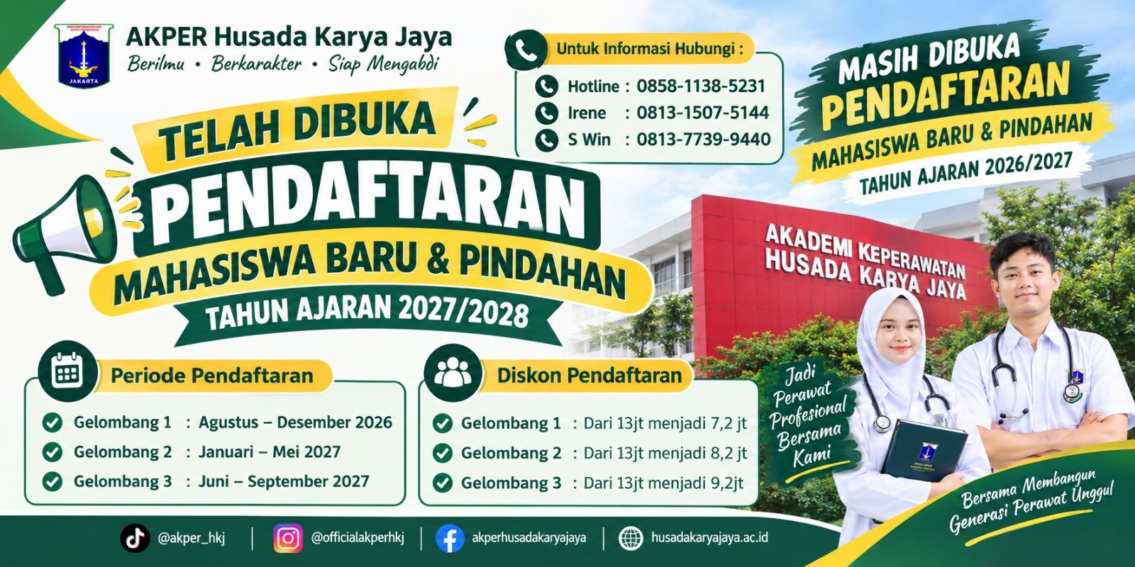 Informasi Pendaftaran Mahasiswa Baru dan Pindahan Akper HKJ